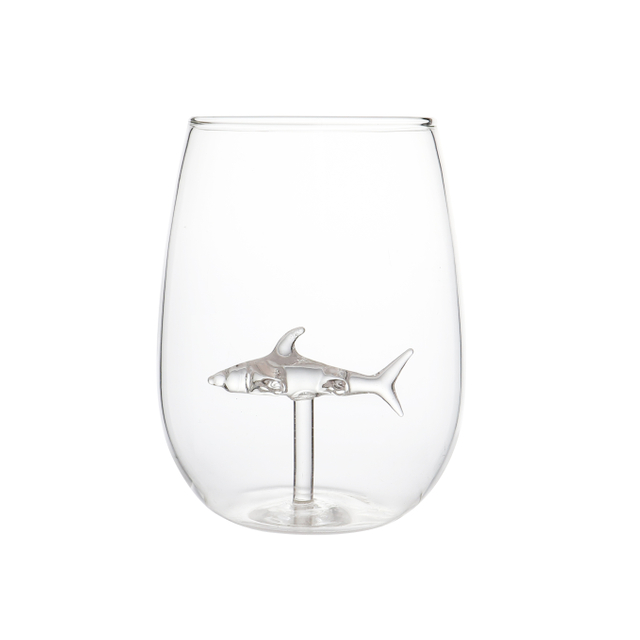 Cartoon Creative Funny 3D Shark View Glass Beverage Juice Cup