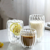 Bestselling Wholesale Fancy Stripe Double Wall Glass Cup for Coffee