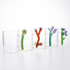 Custom Hand Blown Borosilicate Flower Handle Glass Tumbler Mug