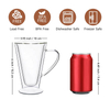 14oz Heat Resistant Double Wall Glass Coffee Cup Set