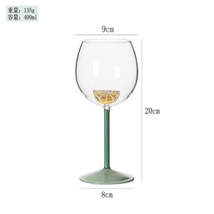 Elegant Handmade High Borosilicate Glass Goblet with Three-dimensional Lemon