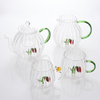 3D Figurine Inside Hand-made Strawberry Glass Mug with Green Handle