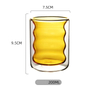 Hand Blown Wave Shaped Double Wall Colored Solid Design Glass Cup