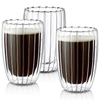 Dual-Layer Egg Shaped Stripped High Borosilicate Glass Coffee Cup