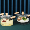 High Borosilicate Wooden Handle Household Heated Glass Soup Pot