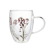 350ml Real Dry Flower Double Wall Glass Coffee Mug with Handle