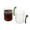 Custom Hand Blown Borosilicate Flower Handle Glass Tumbler Mug