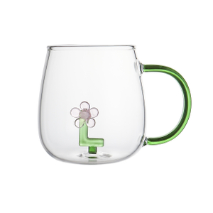 High Borosilicate Glass Mug Set with 3D "LOVE" Lettering Inside