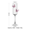 Romantic 3D Pink Butterfly Striped Stemmed Wine Glasses for Valentine's Day