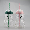 2026 Soccer Bear with Straw and Lid Reusable Glass Water Cup
