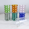 Hand Blown Wave Shaped Double Wall Colored Solid Design Glass Cup