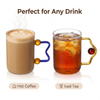 High Borosilicate Glass Water Cup with Color Handle and Ball
