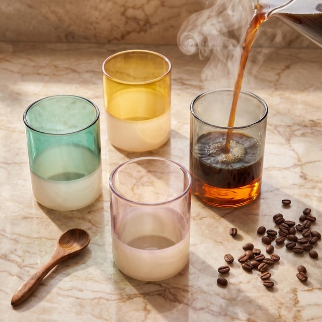 Custom Hand Made Colored Glass Coffee Cup in Daily Use