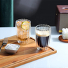 Dual-Layer Egg Shaped Stripped High Borosilicate Glass Coffee Cup