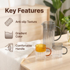 Vertical Ribbed Gradient Glass Mug & Pitcher Set, Non-slip Color Handle