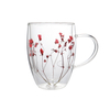 350ml Real Dry Flower Double Wall Glass Coffee Mug with Handle