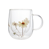 Dried Flower Layer Double Wall Glass Mug Insulated for Drinks