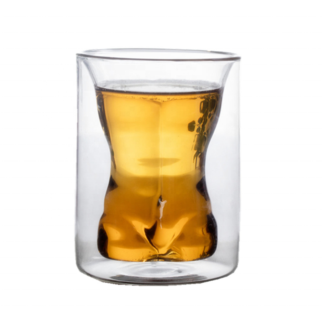 Creative Sexy Lady Muscle Man Double Wall Glass Whiskey Glasses