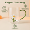 Creative 3D Animal Plant Inside Glass Mug with Green Handle