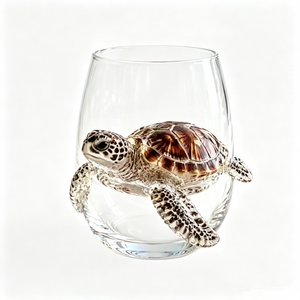 Artisanal Glassware Hand Painted 3D Blue Octopuses Heat-Resistant Glass Tumbler