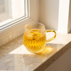 High Borosilicate Glass Vertical Stripes Color Handle Cup Glass Mug