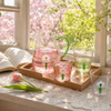 Hand-blown Borosilicate Glass Cup Set with Three-Dimensional Flowers Microwave Safe