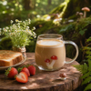 Borosilicate Glass Coffee Mug with Embedded 3D Mushroom Glass Element
