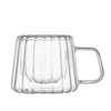 Handmade Classic Design Stripped Borosilicate Glass Double Wall Coffee Mug