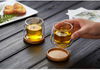 Double Wall 60ml Heat-resistant Kung Fu Tea Cups With Bamboo Plate