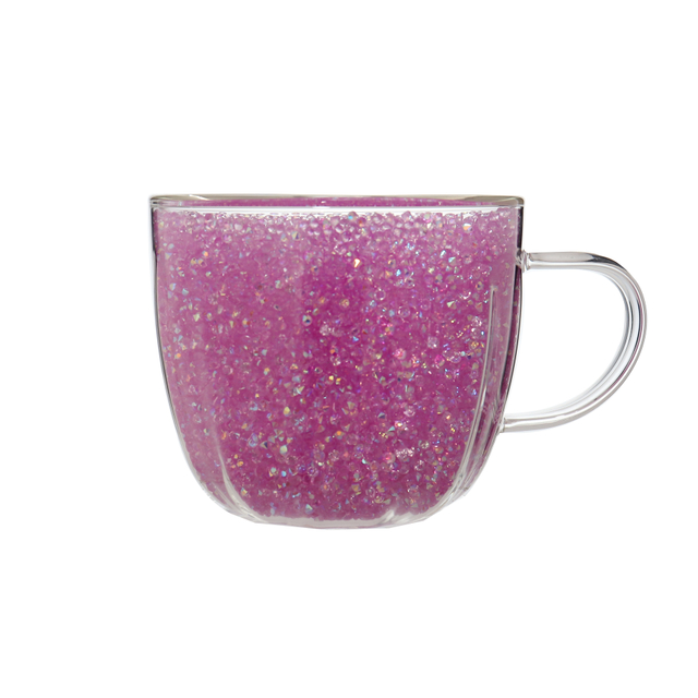 Customized Double Wall Glass Cups with Crystals Fillings Sparkling Diamond