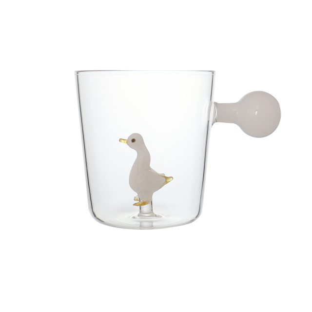 Custom Cute 3D Animal Glass Mug with Ball Shaped Handle