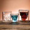 Handmade Double Wall Skeleton Shaped Skull Head Whiskey Glass Cup