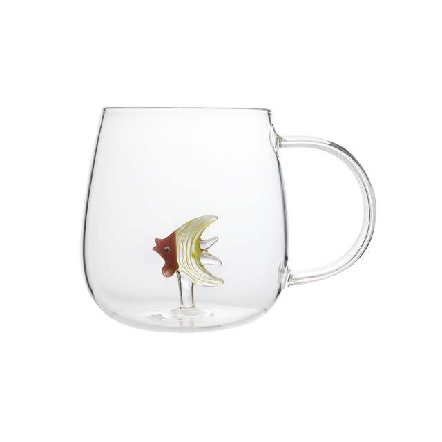 High Borosilicate Glass Coffee Mug with 3D Glass Fish Inside