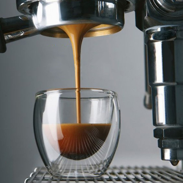 Hand Blown Double Walled Egg Shaped Clear Glass Coffee Cup