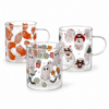Colorful Printed Pattern Double Wall High Borosilicate Glass Mug