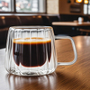 Handmade Classic Design Stripped Borosilicate Glass Double Wall Coffee Mug