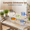 Vertical Ribbed Gradient Glass Mug & Pitcher Set, Non-slip Color Handle