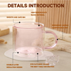 Custom Hand Blown High Borosilicate Pink Color Glass Coffee Mug