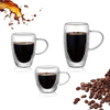 Double Wall Glass Cup for Espresso Coffee With Outer Stripes