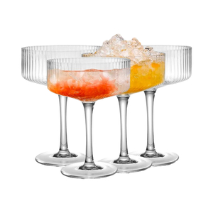 Classic Ribbed Coupe Glass Set for Champagne Barware Goblets