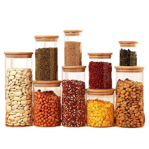 Bamboo Lid Airtight Glass Food Storage Jar for Kitchen