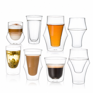 New Product Unique Double Wall Glass Single Lip Glass Cup