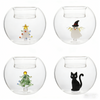 Hand Blown Borosilicate Glass Ball Candlestick with Inner 3D Decoration