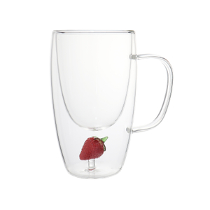 Hand Blown Borosilicate 3D Dec Double Wall Glass Coffee Mug