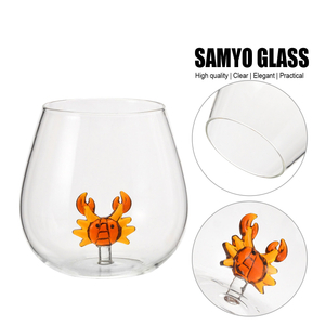 Egg Shaped Stemless Wine Glasses With 3D Animal Pattern