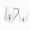 Hand-blown Borosilicate Glass Cup Set with Three-Dimensional Flowers Microwave Safe