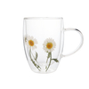 350ml Real Dry Flower Double Wall Glass Coffee Mug with Handle
