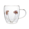 Dried Flower Layer Double Wall Glass Mug Insulated for Drinks
