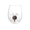 Best Christmas Gift Stemless Wine Glass with 3D Christmas Dec