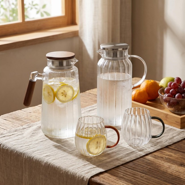 Pumpkin Shaped High Borosilicate Glass Water Cup and Jug Set